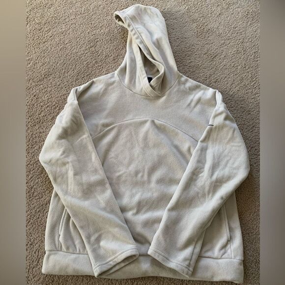 Nike Fleece Hoodie Sweatshirt Pullover Fuzzy Super Soft Beige Cream Size M - Picture 2 of 5